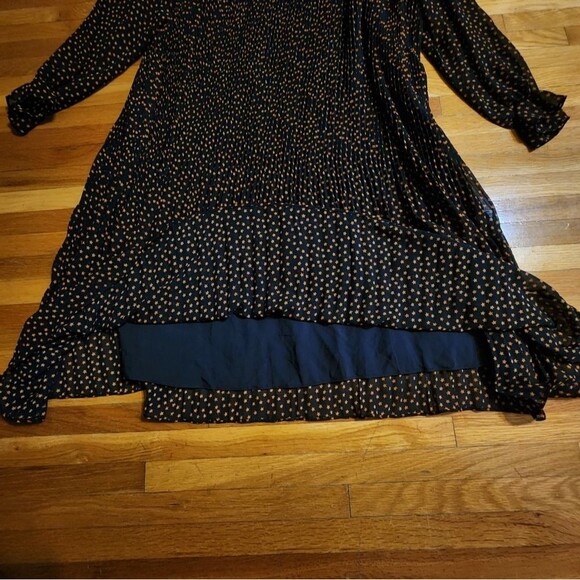 Anthropologie Lucia Navy Star Dot Pleated Dress | US 6 | Feminine Lined Y2K - Picture 11 of 14